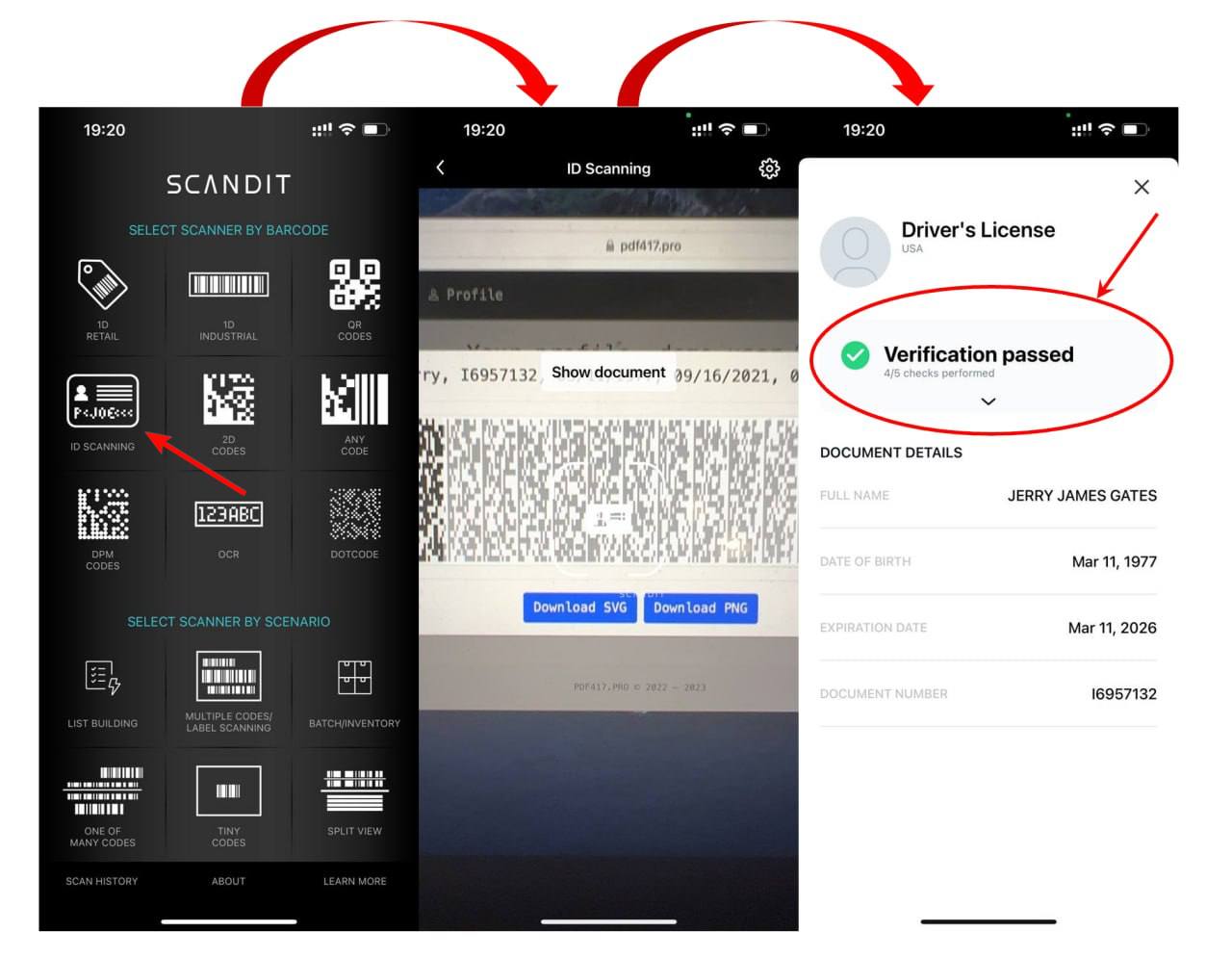Scandit application for barcode checking